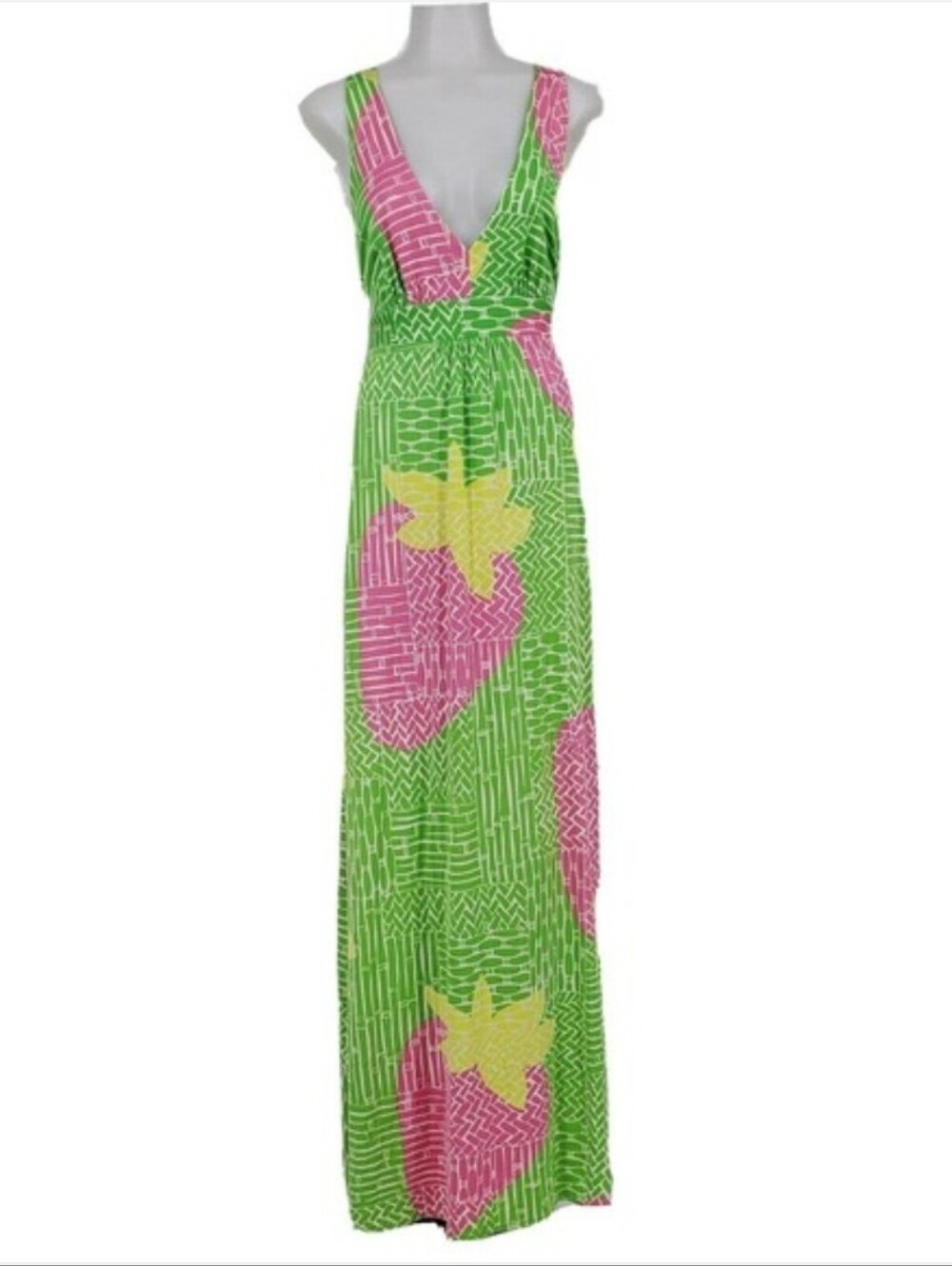 Lilly Pulitzer Petra V-neck maxi dress featuring the vibrant tropical "Prep Gree